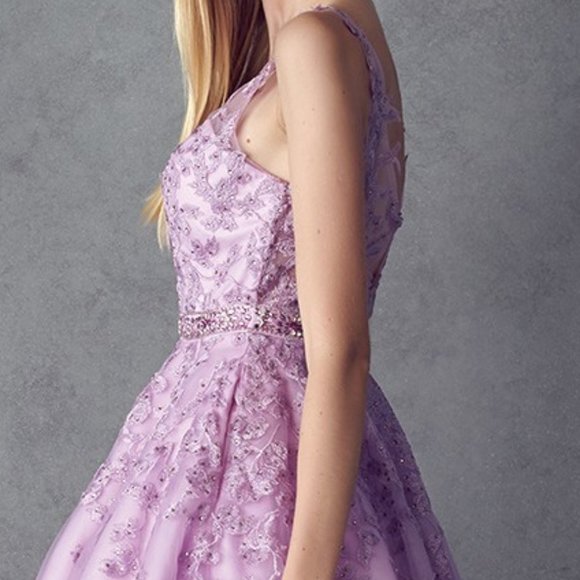 Lilac Lace Skirt Cocktail Short Dress JT853 - Picture 2 of 7